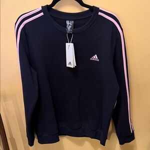 Adidas Women's Black Sweater with Pink Stripes